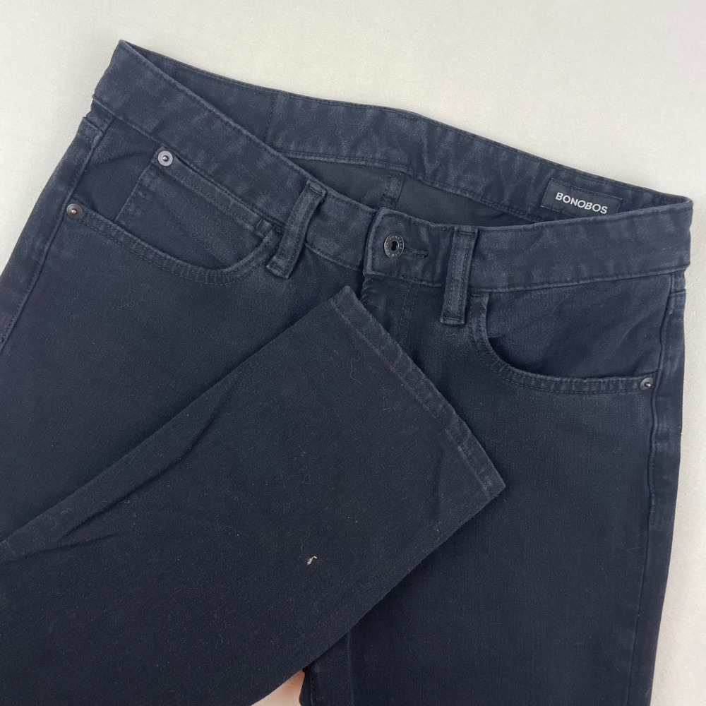 Bonobos Mens Black Denim Jeans Straight Leg 5-Pocket Pants 31x32